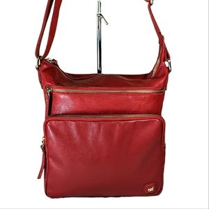 Wise Owl Red Leather Crossbody Bag Purse Owl Logo